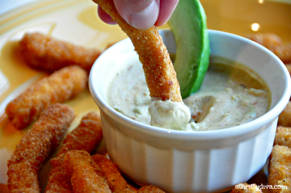 Homestyle Chicken Fries and avocado ranch dip Homestyle Chicken Fries and avocado ranch dip