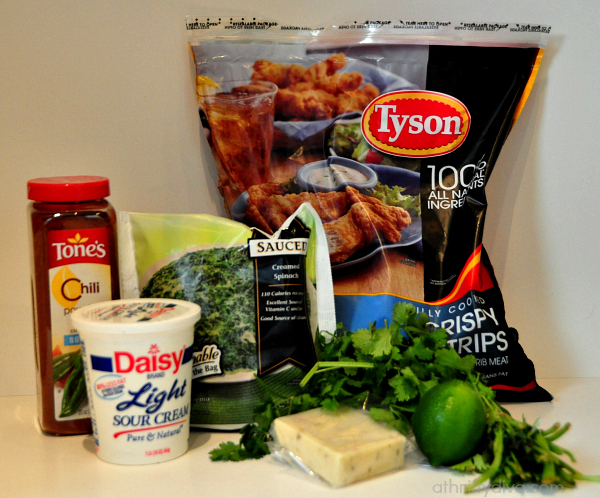 ingredients for Tyson Crispy Chicken Strips and Zesty Spinach Chili Cheese Dip Recipe  #shop #SamsDemos #cbias