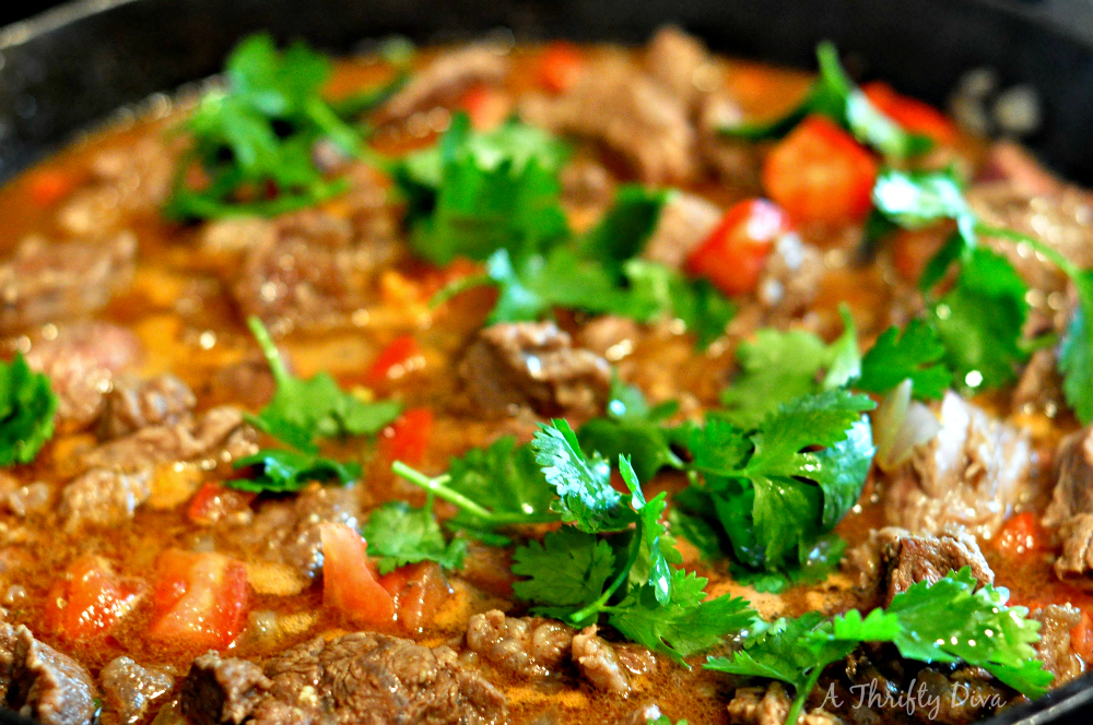 carne guisada with cilantro