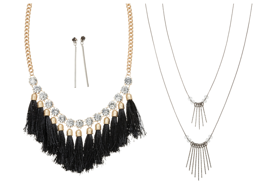 Women's Short Necklace with Stones and Tassels - GoldBlack (18)