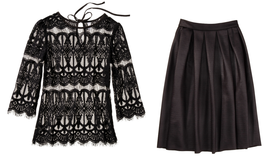 Xhilaration Lace Top in Black $24.99 Mossimo High Waist Flare Skirt in Black $29.99