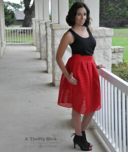 red skirt oasap styled