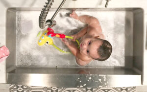 bath time with Baby Magic